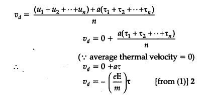 define the term drift velocity|derive an expression for drift velocity.